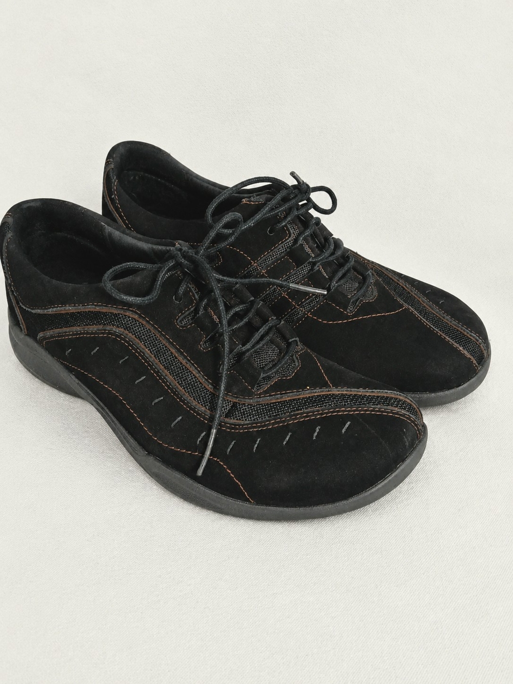 Clarks Wave Active Women’s 7.5 M Black Leather Suede Comfort Walking Shoes